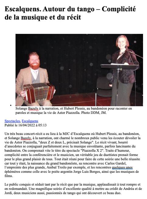 Article La Dépêche Escalquens 07042022