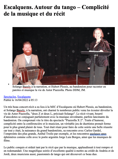 Article La Dépêche Escalquens 07042022